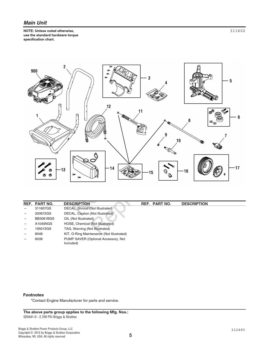 BRIGGS AND STRATTON, 020441-0, 2012, IPL.5